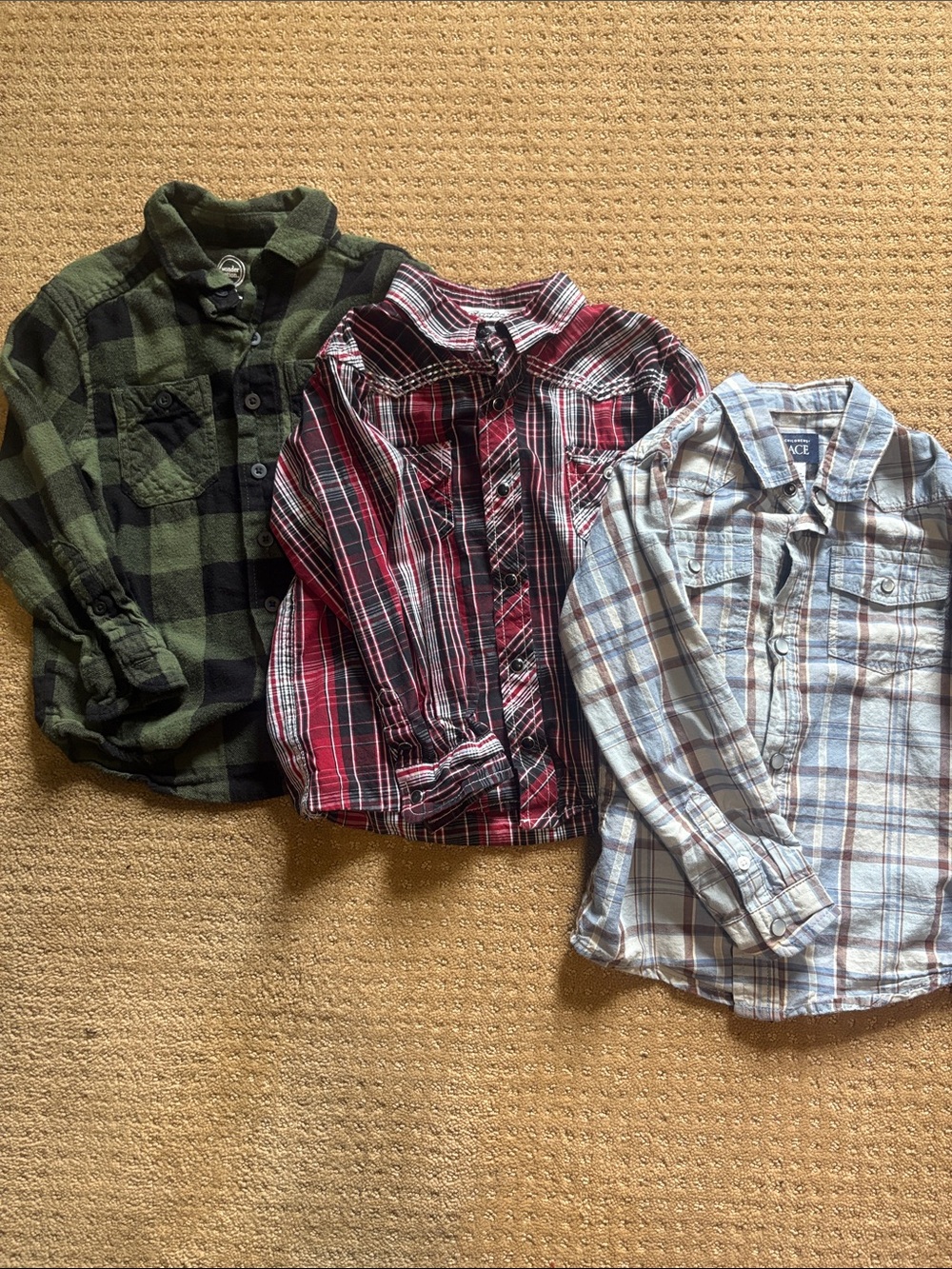 Boys Plaid Long-Sleeve Shirt - Red Plaid, Blue Plaid, and Green Plaid Pack